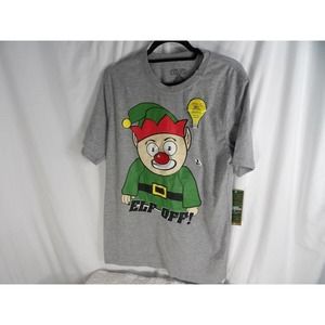 Seven Oak Mens Gray Elf Off Light Up Nose Holiday Christmas T-shirt Size Large